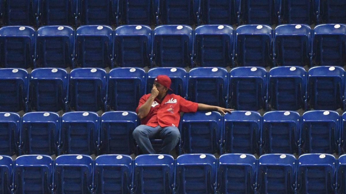 MIAMI, FL - JUNE 11: A St. Louis Cardinals fan attends the game between the Miami Marlins and the St. Louis Cardinals at Marlins Park on June 11, 2019 in Miami, Florida. (Photo by Mark Brown/Getty Images)